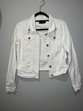 Ci Sono White Denim Jacket with Copper Buttons